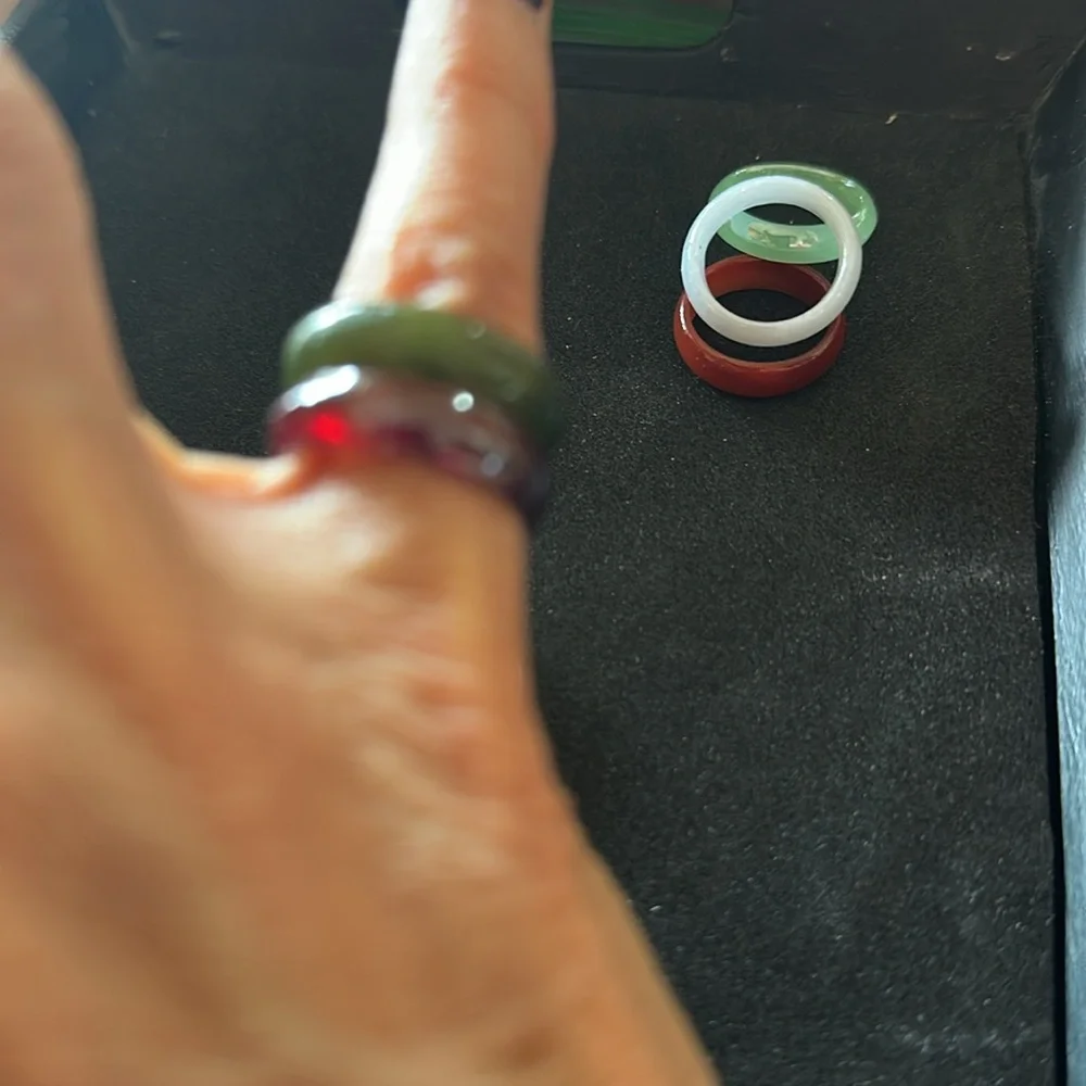 Colorful Stackable Glass Rings Lot size 6.5 - Picture 5 of 5